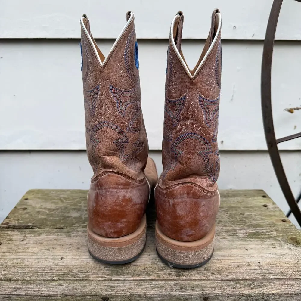Justin 10 1/2 EE Bent Rail Caddo Beige Western Wide Square Toe Cowboy Boot BR744